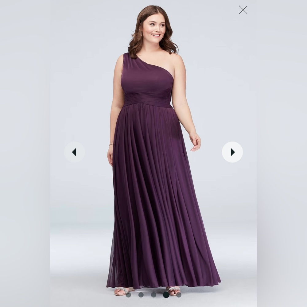 MESH ONE-SHOULDER BRIDESMAID DRESS WITH FULL SKIRT,CHIANTI,18 - Picture 4 of 7